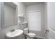 Powder room featuring modern fixtures, vanity, and natural light, creating a welcoming space for guests at 2272 Gateway Trl, Ellenwood, GA 30294