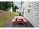 Exterior view of the stone patio and red picnic table at 2272 Gateway Trl, Ellenwood, GA 30294