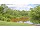 Scenic community pond with a grassy bank and tree-lined views at 230 Ryan Ln, Covington, GA 30014