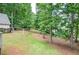 Lush backyard with mature trees and landscaping, offering privacy and a natural setting at 6450 Oak Valley Dr, Cumming, GA 30040