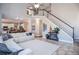 Open living space with a fireplace, high ceilings, and a staircase leading to the upper level at 6450 Oak Valley Dr, Cumming, GA 30040