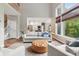 Bright living room with large windows, comfortable seating, and access to other living spaces at 2572 Hillgrove Dr, Dacula, GA 30019