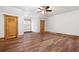 Bedroom with wood floors, vaulted ceiling, and rustic trim at 355 Clark Creek Pass, Acworth, GA 30102
