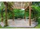 Backyard featuring a wood pergola with swings, a stone fire pit, and lush, green surroundings at 355 Clark Creek Pass, Acworth, GA 30102