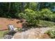 Backyard retreat with stone pathway, seating, and hillside views at 4390 Wicklow Ct, Suwanee, GA 30024