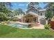 Lush backyard with a sparkling pool, spa, patio, and sunroom, perfect for outdoor living at 47 Roseclair Se Dr, Atlanta, GA 30317