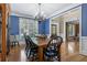 Elegant dining room with wood table, black chairs, and a large window with blinds at 5925 Water Mark Dr, Cumming, GA 30040