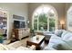 Living room with large arch window allowing plenty of natural light at 280 Selkirk Ln, Johns Creek, GA 30097