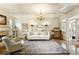 Bright living room featuring coffered ceilings, stone fireplace, and hardwood floors at 280 Selkirk Ln, Johns Creek, GA 30097