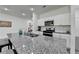 Modern kitchen featuring granite countertops, stainless steel appliances, and a deep, stainless sink at 6125 Langdon Way, Cumming, GA 30028