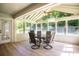 Charming sunroom with large windows, light wood-look floors, and a ceiling fan, creating a bright and inviting space at 3335 Ivy Lake Dr, Buford, GA 30519
