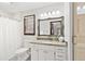 Bright bathroom features granite countertops, modern fixtures, and a glass enclosed shower at 3133 Callie Still Rd, Lawrenceville, GA 30045