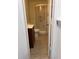Bathroom featuring a corner shower, modern vanity, and tiled flooring at 421 Congress Pkwy, Lawrenceville, GA 30044