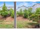 Well-maintained backyard with lush greenery, mulch, and black metal fence at 553 Onyx Lndg, Marietta, GA 30064