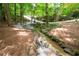 Beautiful backyard with a peaceful stream and lush landscaping at 1560 Bubbling Creek Ne Rd, Atlanta, GA 30319