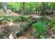 Natural backyard water feature with lush greenery, adding a touch of nature and tranquility to the property at 1560 Bubbling Creek Ne Rd, Atlanta, GA 30319