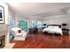 Spacious bedroom boasts water views, a fireplace, and access to an ensuite bathroom at 3800 Schooner Rdg, Alpharetta, GA 30005