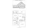Floor plan and front elevation of a new home with two car garage, living room, and covered patio at 1687 Harmony Rd, Temple, GA 30179