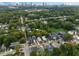 An aerial view of Atlanta houses and tree tops with the skyline in the distance on a clear day at 75 Mayson Ne Ave, Atlanta, GA 30307