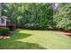 Secluded backyard with ample green space and mature trees, perfect for outdoor activities at 10830 Carrara Cv, Alpharetta, GA 30022