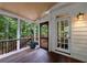 Inviting screened porch with wood floors, neutral walls, and wooded views at 10830 Carrara Cv, Alpharetta, GA 30022