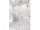 Elegant glass-enclosed shower featuring white marble tiling and multiple showerheads at 5211 Powers Ferry Rd, Sandy Springs, GA 30327