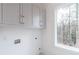 A laundry room with gray cabinets, modern handles, and a large window that provides natural light at 5211 Powers Ferry Rd, Sandy Springs, GA 30327