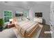 Staged main bedroom featuring large windows, a king-size bed, and modern furnishings at 4817 Enclave Dr, Union City, GA 30291