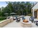 Stunning backyard patio featuring a fire pit, seating area, and a refreshing pool for luxurious outdoor living at 7255 Old Rico Rd, Chattahoochee Hills, GA 30268