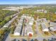 An aerial view of multi-Gathering complex, showcasing the community's layout with tree-lined streets at 2450 Mildon Hall Ln, Lawrenceville, GA 30043