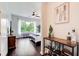 Main bedroom with a view of the outside and a dark stained wood shelf at 1418 Dresden Ne Dr # 385, Brookhaven, GA 30319