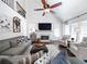 A vaulted ceiling tops off this cozy living room with seating, fireplace, and natural light at 9195 Tuckerbrook Ln, Alpharetta, GA 30022