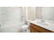 Clean bathroom featuring a tub-shower, toilet, vanity, and mirror offering a functional and well-maintained space at 131 Prominence Ct, Canton, GA 30114