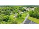 Aerial view of the property with a pool, well-maintained lawn, brick home and surrounding trees and neighborhood at 4010 Hamilton Mill Rd, Buford, GA 30519