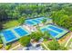 Aerial view of community tennis courts and green spaces at 3435 Vista Creek Dr, Dacula, GA 30019