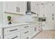 Modern kitchen featuring white cabinets, black hardware, and sleek countertops at 3435 Vista Creek Dr, Dacula, GA 30019