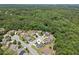 Aerial view of a neighborhood with lush trees surrounding homes with spacious yards, providing privacy and beauty at 2109 Cape Ivey Ct, Dacula, GA 30019