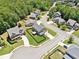 Aerial view of a home showcasing its well-manicured lawn, charming gazebo, and a peaceful neighborhood setting at 2109 Cape Ivey Ct, Dacula, GA 30019