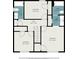 Floorplan of second floor showing the stairs, 3 bedrooms, and 3 bathrooms at 430 Pilgrim Ln, Powder Springs, GA 30127