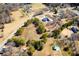 Gorgeous aerial view showcasing the property with extensive yard, mature trees, and overall land size at 111 Dixson Rd, Bowdon, GA 30108