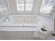 Bathroom with a whirlpool tub, bright windows, and white tile for a modern aesthetic at 111 Dixson Rd, Bowdon, GA 30108