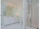 Bathroom featuring a glass-enclosed shower, vanity, toilet, and tiled floors for a spa-like feel at 111 Dixson Rd, Bowdon, GA 30108