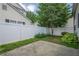Fenced backyard with a concrete patio and a small garden area with green plants at 331 Windcroft Nw Ln, Acworth, GA 30101
