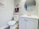 Well-maintained bathroom with a toilet and vanity with a white cabinet at 24317 Plantation Ne Dr, Atlanta, GA 30324