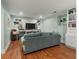 Finished basement with a comfortable seating area and built-in shelves at 582 Lakeshore Ne Dr, Atlanta, GA 30307