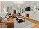 Spacious living area showcasing hardwood floors, a fireplace, and comfortable seating at 582 Lakeshore Ne Dr, Atlanta, GA 30307