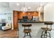 Modern kitchen with stainless steel appliances and bar stool seating area at 3300 Windy Ridge Se Pkwy # 718, Atlanta, GA 30339