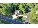 Stunning aerial view of a two-story home with lush landscaping and circular driveway at 3510 Woodbury Creek Dr, Cumming, GA 30041