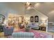 Cozy living room with open layout to the kitchen features staircase, natural light, and neutral decor at 3510 Woodbury Creek Dr, Cumming, GA 30041