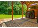 Back patio with pavers has room for a grill and seating to enjoy the green space and lush tree line at 3799 Chattahoochee Summit Se Dr # 5, Atlanta, GA 30339
